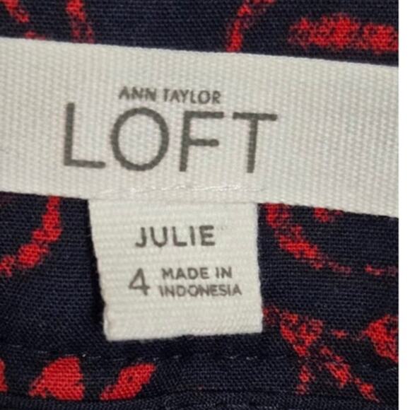 LOFT Julie Navy & Red Floral Ankle Pants Size 4 - Picture 7 of 8